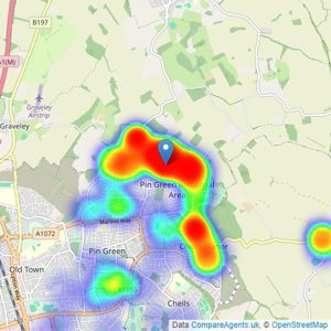 Geoffrey Matthew Estates - Stevenage listings heatmap