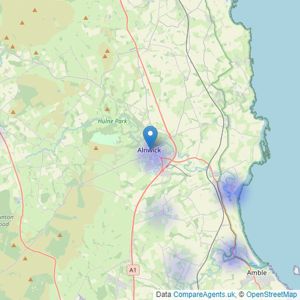 George F.White - Alnwick listings heatmap