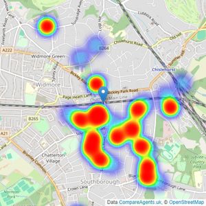 George Proctor & Partners - Bickley Estate Office listings heatmap