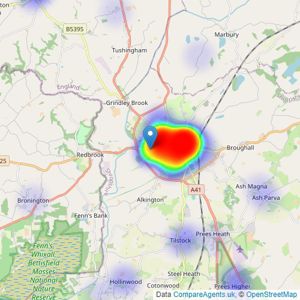 Get Moving Estate Agents - Whitchurch listings heatmap