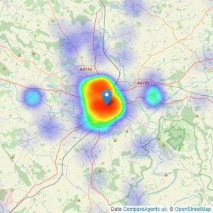 Glasshouse Estates and Properties LLP - Hereford listings heatmap