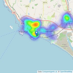 Glow Homes Letting & Sales - Saltcoats listings heatmap