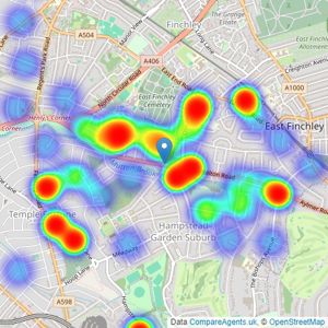 Godfrey And Barr - Hampstead Garden Suburb listings heatmap