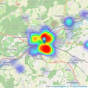 Godwin Curtis Ltd - Canterbury listings heatmap