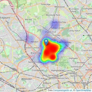 Goldschmidt & Howland - Temple Fortune - Sales listings heatmap