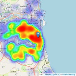 Good Life Homes Sales and Lettings - Sunderland listings heatmap