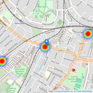 Grafton Estate Agents - Beckenham listings heatmap