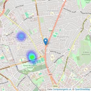 Granger & Oaks - Nottingham listings heatmap