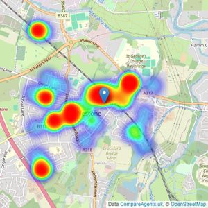 Grants Homes - Addlestone listings heatmap