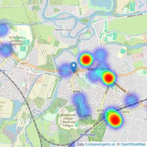 Grants Homes - Weybridge - Sales listings heatmap