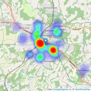 Greenaway Residential Estate Agents & Lettings Agents - East Grinstead listings heatmap