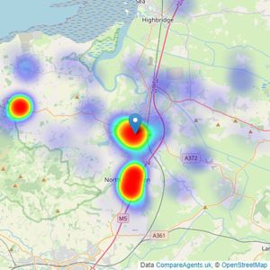 Greenslade Taylor Hunt - Bridgwater listings heatmap