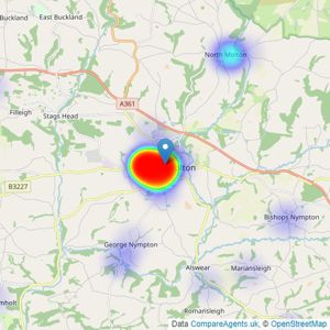 Greenslade Taylor Hunt - South Molton listings heatmap