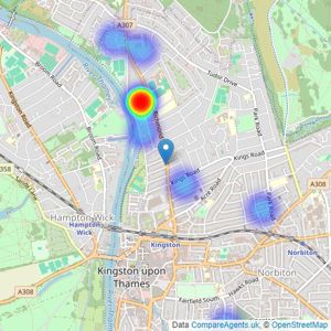 Greenwoods Residential - Kingston Upon Thames listings heatmap