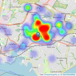 Greys Estate and Letting Agents - Poole listings heatmap