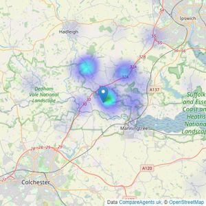 Grier & Partners - East Bergholt listings heatmap