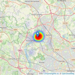 Grosvenor Estate Agents - Croxley Green listings heatmap