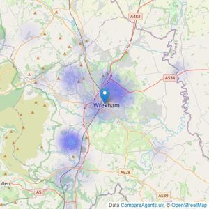 Grow Sales & Lettings - Wrexham listings heatmap