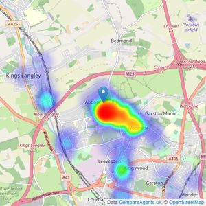 haart - Abbots Langley listings heatmap