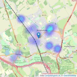 haart - Borehamwood listings heatmap