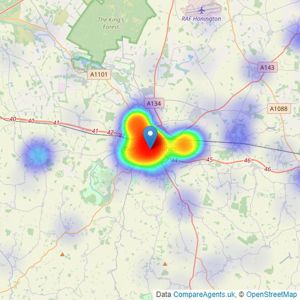 haart - Bury St. Edmunds listings heatmap