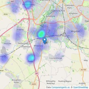 haart - covering Blaby listings heatmap