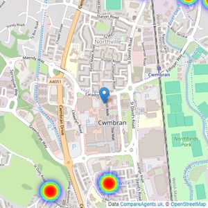 haart - covering Cwmbran listings heatmap