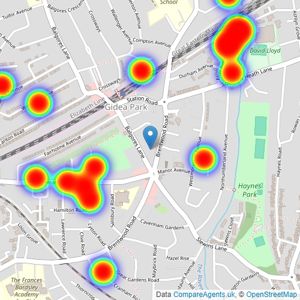 haart - covering Gidea Park listings heatmap