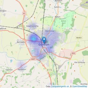 haart - covering Grantham listings heatmap