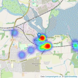 haart - covering Manningtree listings heatmap