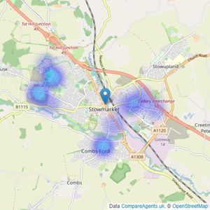 haart - covering Stowmarket listings heatmap