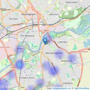 haart - covering West Bridgford listings heatmap