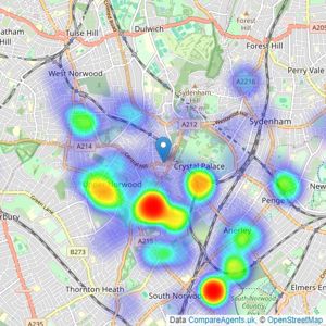 haart - Crystal Palace listings heatmap