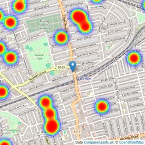 haart - East Ham listings heatmap