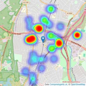 haart - South Woodford listings heatmap