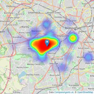 Hadleigh - Harborne listings heatmap