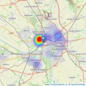 Hadley Homes Ltd - Chester listings heatmap