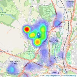 Hall & Benson - Allestree listings heatmap