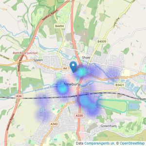 Halletts Estate Agents - Newbury listings heatmap