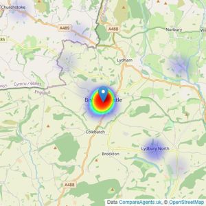 Halls Estate Agents - Bishops Castle listings heatmap