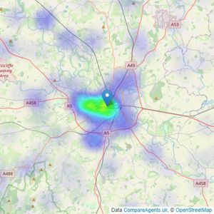 Halls Estate Agents - Shrewsbury listings heatmap