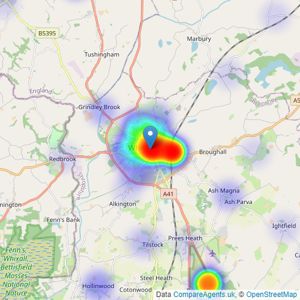 Halls Estate Agents - Whitchurch listings heatmap