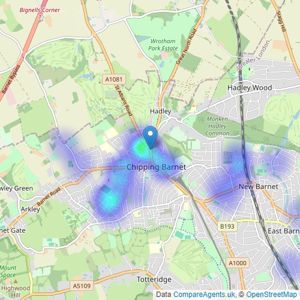 Hamilton Chase - Barnet listings heatmap