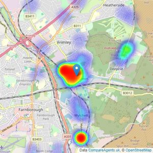 Hamiltons Property Services - Frimley Green listings heatmap