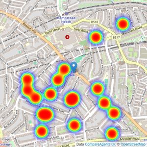 Hamptons - Belsize Park listings heatmap