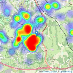 Hamptons - Caterham listings heatmap