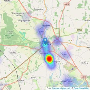 Hamptons - Cirencester listings heatmap