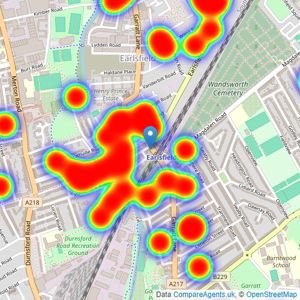 Hamptons - Earlsfield & Southfields listings heatmap