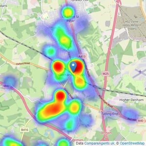 Hamptons - Gerrards Cross listings heatmap