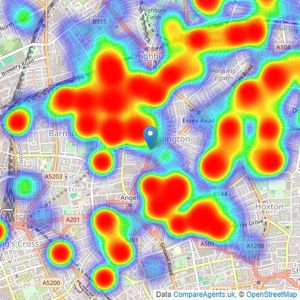 Hamptons - Islington listings heatmap